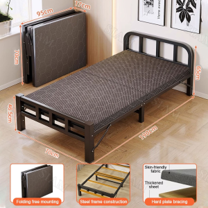 【24 Hours Shipped】Folding Bed Metal Bed Heavy Duty 70/90/120CM Bed Frame Double/Single Portable Office Adult Nap Bed Lunch Break Bed Dorm Folding Bed