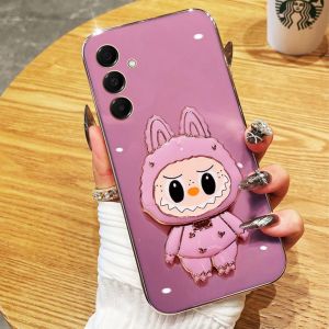 Soft Case For Samsung A13 A14 A24 A52 A52s A33 A53 A22 M22 M23 M32 A50 A50s A30s 4G 5G Soft Case Labubu Mirror Stand Bracket Premium