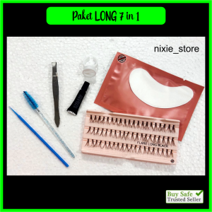 (PAKET BELAJAR) 7 in 1 PAKET CANTIK Bulu Mata Tanam Eyelash Extension Bulumata Natural Halus Lembut Ringan Flare 60 Helai Premium Best seller