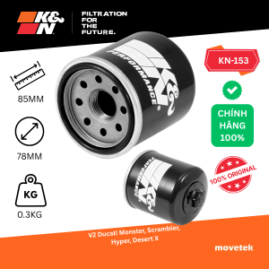 (K&N KN-153) Lọc nhớt KN153 cho Ducati 848 Monster Hyperstrada Hypermotard Desert X Streetfighter Scrambler