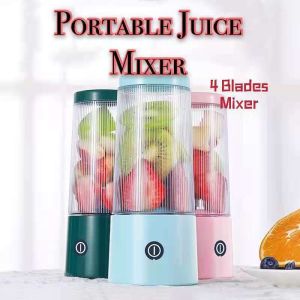 Portable USB Rechargeable Fruit Juicer Blender 4 Blades Travel Smoothie Juice Maker/ 便携式果汁搅拌机