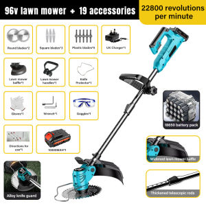 PINSEN 96V High Power Cordless Lawn Mower | Battery Powered Electric Lawn Mowers & Trimmers Lawn Mower Accessories Portable Home Lawn Trimmers