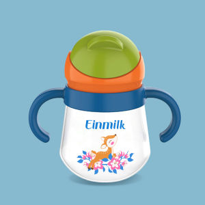 [Einmilk] 260ML Silicone Children Drinking Bottle Baby Training Cup with Gravity Ball Straw Handle BPA Free BOT250