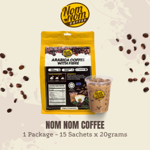 NomNom Coffee Kopi Sihat Pack Segera Sedap Walau Tanpa Tambahan Gula Rendah Kalori Coffee No Added Sugar 20g x 15 sachet