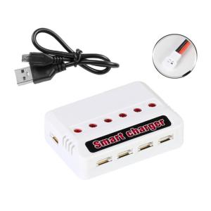 6 In 1 3.7V Li-Po อะแดปเตอร์เครื่องชาร์จ3.7V รีโมทคอนโทรลอะแดปเตอร์เครื่องชาร์จ6-พอร์ตปลั๊ก XH2.54/XH4.0สำหรับเครื่องบินสี่ใบพัด