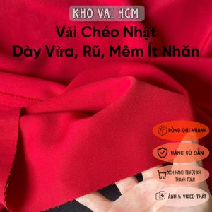 Vải Chéo Nhật Màu Đỏ Đô Khổ 1m5 - Rũ Dày Vừa Giãn Nhẹ 2c - Áo Khoác Quần Suông Đồ Công Sở