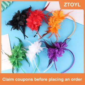 【ZTOYL】 1 cái phụ nữ fascinator hat Headband hoa lông lưới sợi Cocktail tiệc cưới phụ kiện tóc trang trí đầu