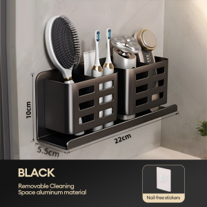 No-Drill Bathroom Storage Shelf 2-Tier Rustproof Aerospace Aluminum Organizer With Removable Layers for BathroomBalconyToilet