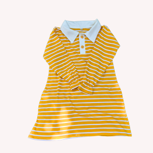 YUYANSI Dress Anak Perempuan Polo Salur Katun Combed Umur 1-8 Tahun