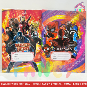 [1PAK] 20 LEMBAR SAMPUL BUKU FANCY KARAKTER MOMO GIRL KWARTO BOXY QUARTO motif BATIK MARBLE COKLAT KARAKTER Anak Lucu Spiderman / Hellokitty / Bear / Doraemon
