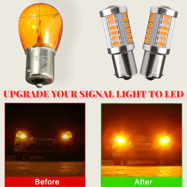 2 PIECE LED AMBER Yellow Car Turn Signal HAZZARD SIgnal Light Bulb