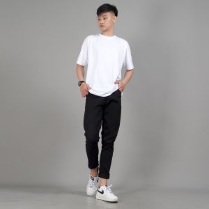 Okechuku JAVIER Celana Chino Pria Celana Bahan Chinos Premium Chino Abu Tua