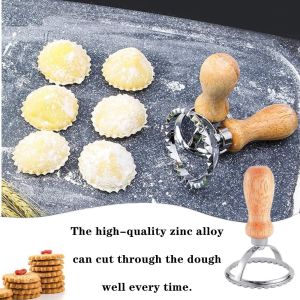 XANTHE Wooden Handle Cookie Stamps Stainless Steel Square/Round/Heart/Star Cookie Cutters Cuisine Gadget S/L Pastry Cutters Baking