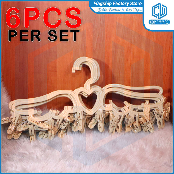 (6PCS/SET) TRENDY BEIGE COLOR 10 Clips Angel Hanger 16