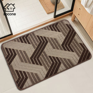 Socone Super Absorbent Diatom Mud Mat 38x58cm PVC Anti-Slip European Geometric Floor Mat for Home Kitchen Bathroom