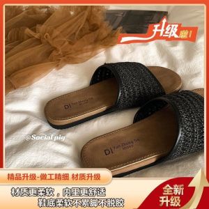 [Free Shipping] Genfecor Casual Woven Flat Sandals For Women Summer Outdoor Beach Vacation Slip-On Fisherman Shoes
