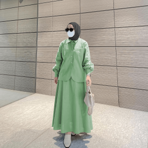 Gaudy - Catrin Set Setelan Tunik Dan Rok Wanita Baju Muslim Oneset Bahan Cotton Linen Premium