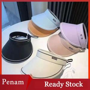[PAM] New Women Roll Up Sun Visor Wide Brim Hat Summer Foldable Packable UV Protection Empty Top Ponytail Cap For Beach Travel Bonnet