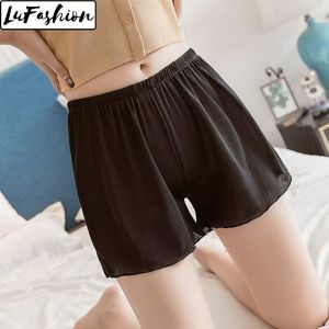 LuFashion Women Shorts Casual Summer Viscose Safety Pants Bottom High Waist Loose