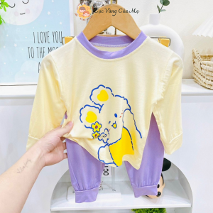 Bộ Dài Tay Thun Lạnh Cho Bé Bộ Tay Dài Thun Lạnh Cho Bé Gái Từ 6kg Đến 24kg In Hoạt Hình [069] - Shop Cục Vàng Của Mẹ
