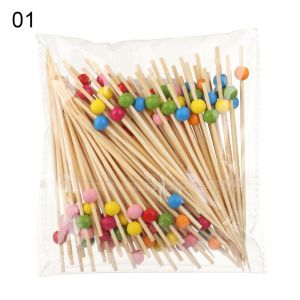 OWMXZL 100Pcs Wedding Party Supply Salad Vegetable Sticks Cupcake Fruit Fork Toothpick Skewer Fruit Sticks Handmade Toothpicks Bamboo Picks Food Fruit tail Decor