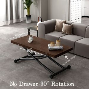 Solid wood lifting coffee table Restaurant table rock plate multi-functional table dual purpose folding mobile table simple small apartment expansion