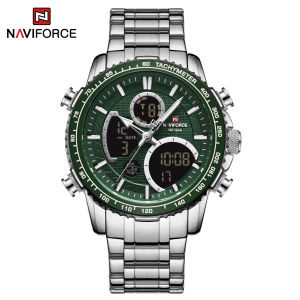 NAVIFORCE Original Mens Watch Waterproof Digital Wristwatch Fashion Casual Outdoors Sporty Stainess Steel Chronograph Alarm Date Watches