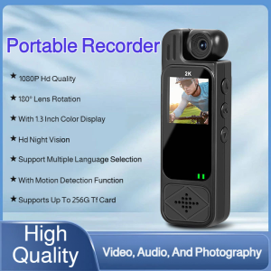 Portable HD Camera With Display Infrared Night Vision And A Clip-on Mini Body Camera. Ideal For Law Enforcement Officers Carrying Out Body Surveillance.