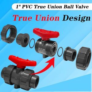 【 Free Ship 】Emauxi “UPVC Union Ball Valve 2’’ PVC Double Union Ball Valve PVC Swimming Pool Valve 1-1/2’’ Ball Valve”