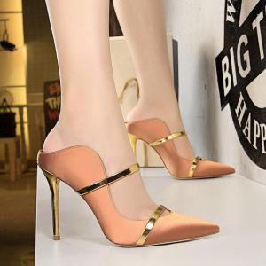 NEW 3.94 inches High Heels Mules Shoes for Women White Pointed toe high-heeled Slippers Pumps Ladies Stiletto High Heeled Sandals Woman Casual Party Shoes Size 35-40