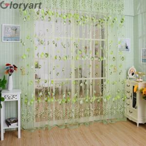 【New Arrival】Tulip Flower Yarn Sheer Window Curtain Beads Door Scarf Drapes for Bedroom