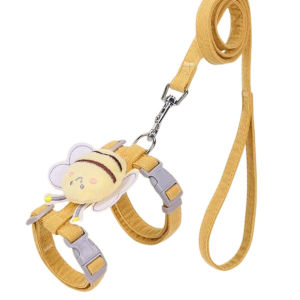 Cute Bee Pet Harness and Leash Set For Puppy Cat Rabbit with Adjustable Collar Double-Layered