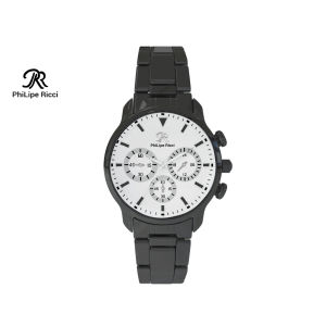 PhiLipe Ricci Jam Tangan Pria Rantai Analog Besi Black Series BLCK24 Free BOX