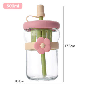SG Specool® Ladies Stylish Straw Glass Cup Portable Tea Separation Mug for Fruit Juice & Flower Tea