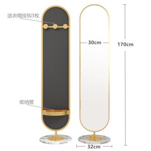 Full Body Mirror Stand Mirror With Rack Standing Mirror Full Length Mirror With Storage Stand Mirror Dressing Mirror LED lighted rotating smart touch control for living room and bedroom