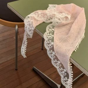 Korean Version  for Women Sweet Lace Plaid Triangle Scarf Headband Headscarf Hair Accessories Lazy Turban Hairbands