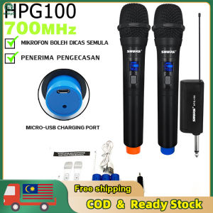 makp5 Dual Wireless Microphone with 6.35mm Rechargeable Receiver Cordless Handheld Singing Mic