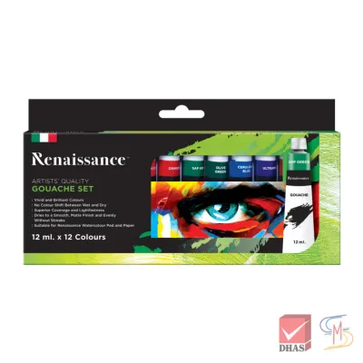Renaissance สีกวอช ชุดสีกวอช 12 ml. 12 สี จำนวน 1 กล่อง