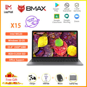 【Free USB Hub+Mouse+Laptop Bag】BMAX X15 Laptop brand new original sale lowest price for Student Intel Gemini Lake N4120/N4100 15.6 inch Intel UHD Graphics 600 8GB LPDDR4 RAM 512GB SSD Computer windows10 Notebook