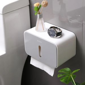 Ecoco Tissue Holder Dispenser for Bathroom Organizer with Tissue Roll Fixed Rod Wall Mounted