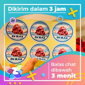 2-4 Zennida Cetak Stiker Makanan Beku Label Jajan Free Desain Frozen Food Daging Bulat Chromo Murah