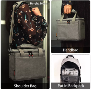 FOSOTO Waterproof Canvas Padded Professional Camera Case Camera Protector Casing Carrying Pouch with Extra Rain Cover Compatible for Nikon D3500 D5600 D7500 D610 Canon EOS 4000D 2000D SL3 T7 M50 M6 SX530 Fujifilm X-T20