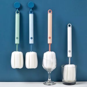Detachable Cleaning Sponge Brush With Long Handle Household Brush Thermos Bottle Cup Washing Brush