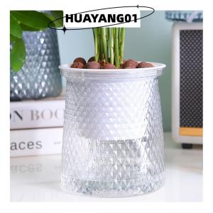 HUAYANG01 [2023 new HOT FASHION] lazlook กระถางต้นไม้พลาสติกใสรดน้ำเองสองชั้นแจกันดอกไม้อัตโนมัติกระถางต้นไม้สำหรับตกแต่งกระถางดอกไม้ไฮโดรโพนิก