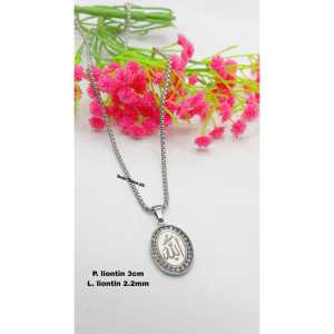 KALUNG+LIONTIN LAFADZ ALLAH DESAIN PERMATA ANTI LUNTUR DAN ANTI KARAT(COD)