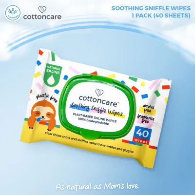 Cottoncare™ Plant-Based Soothing Sniffle Saline Water Wipes Snot Removing Nose Baby Natural Salt
