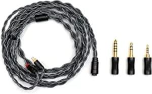 Tripowin Noire in Ear Monitor Cable 4 Core 24AWG OCC Upgraded HiFi Audio Cable with Detachable 3-in-1 2.5mm/3.5mm/4.4mm Plug for Audiophile Musician (2Pin 0.78mm)