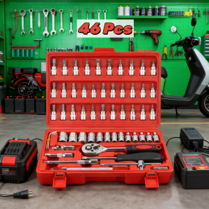 46 Pcs Tools Set For Motorcycle Car Repair Socket Spanner/Ratchet Wrench Tool Box Heavy Duty Kit Car Torque Tool Box