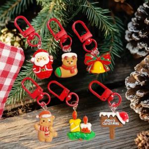 Hmeme 2 5 10pcs dễ thương phim hoạt hình nai sừng tấm Santa Vòng Hoa người tuyết nhựa Keychain quyến rũ Túi Mặt dây chuyền Giáng sinh bên đồ trang trí bạn Quà Tặng