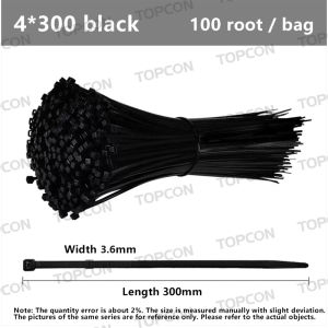 100pcs Multipurpose Nylon Cable Adjustable Durable Zip Cable Ties Self-Locking Black Nylon Zip Ties for Indoor and Outdoor ( Black and White )